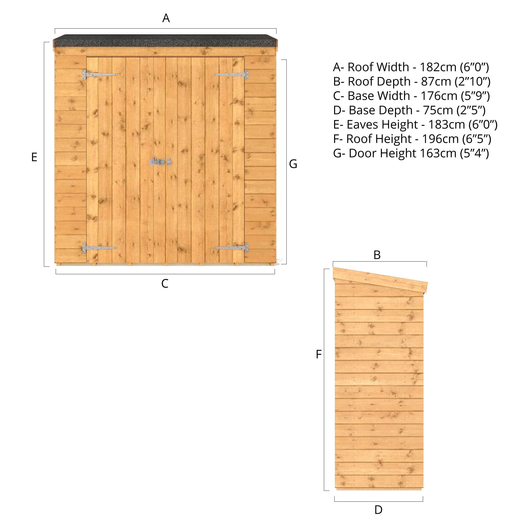 6 x 2'6 Tongue & Groove Pent Storage Shed - Image 7