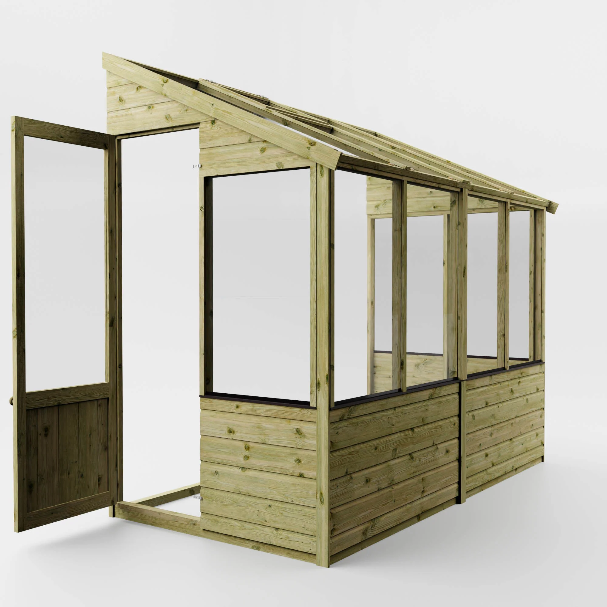 8 x 4 Evesham Lean-to Pent Wooden Greenhouse - Image 3