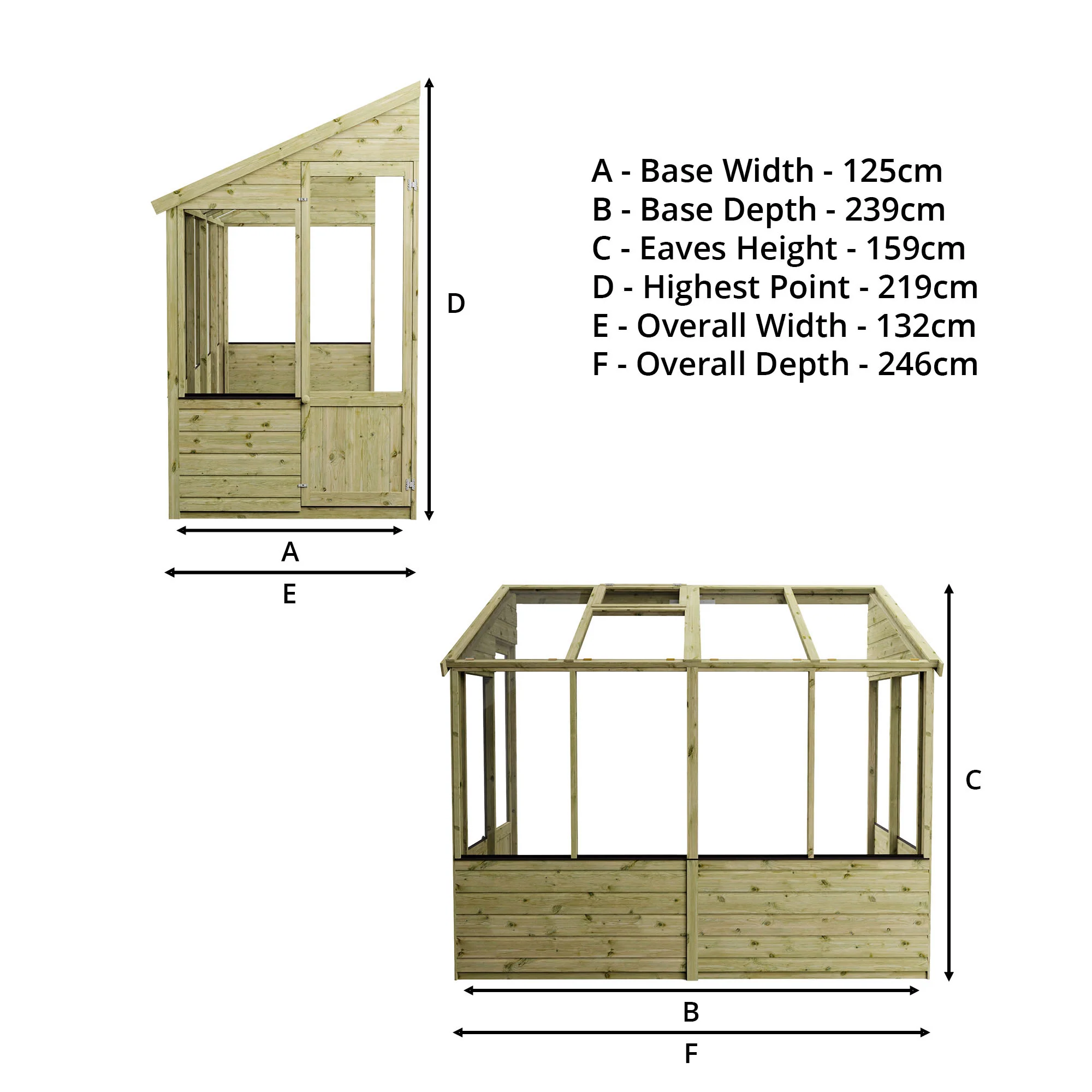 8 x 4 Evesham Lean-to Pent Wooden Greenhouse - Image 9