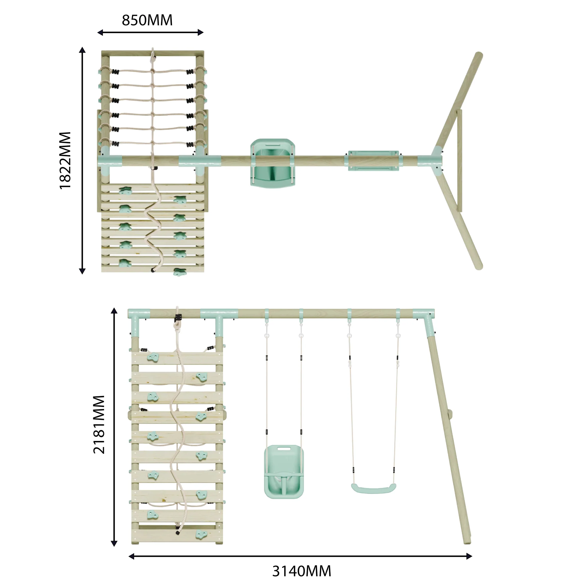 Double Swing with Baby Seat & Climbing Wall - Image 9