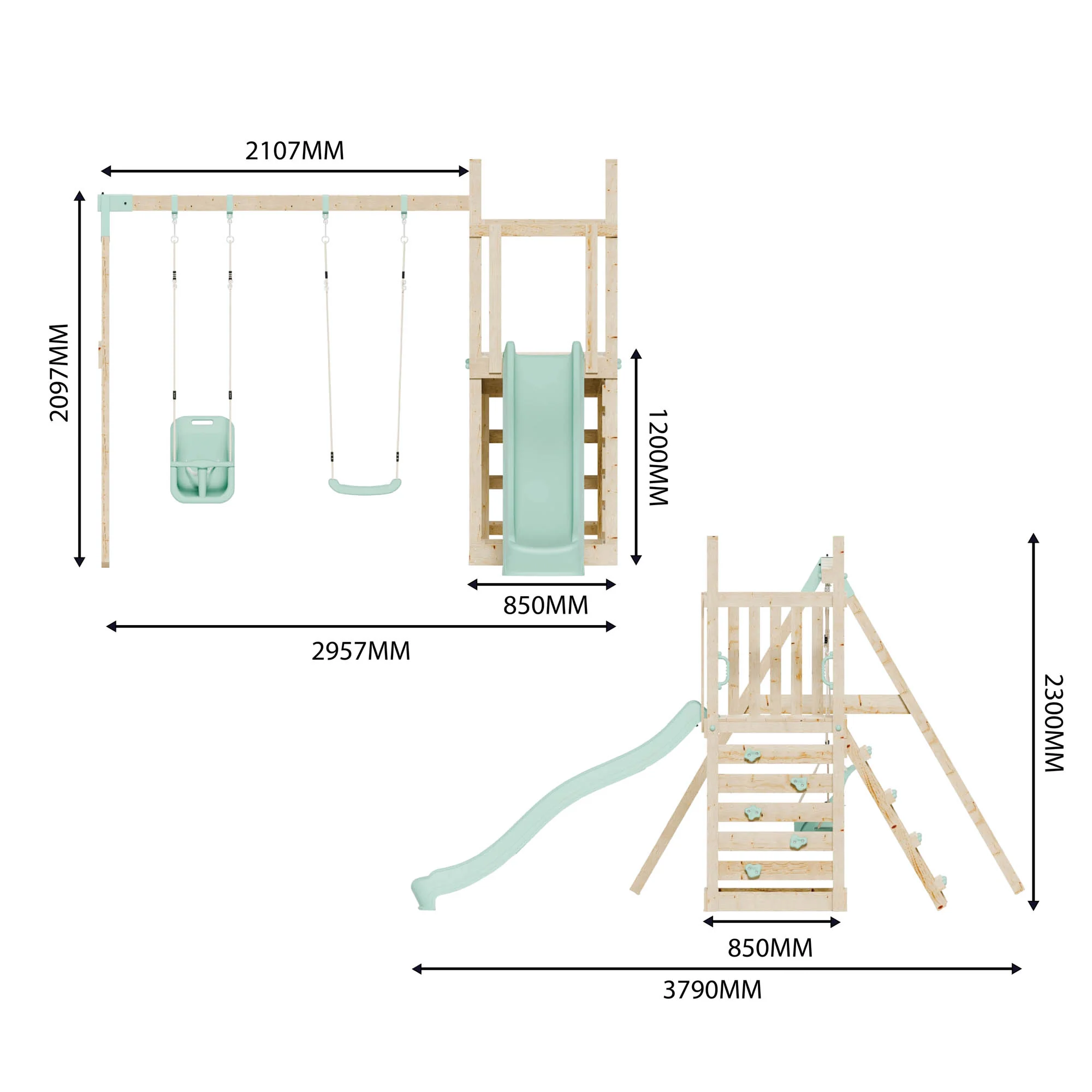 Climbing Frame with Slide, Swing & Baby Swing - Image 9