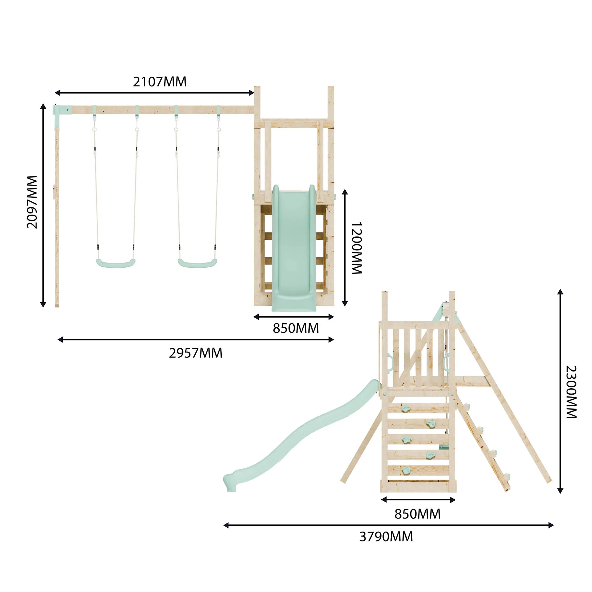 Climbing Frame with Slide & Double Swing - Image 9