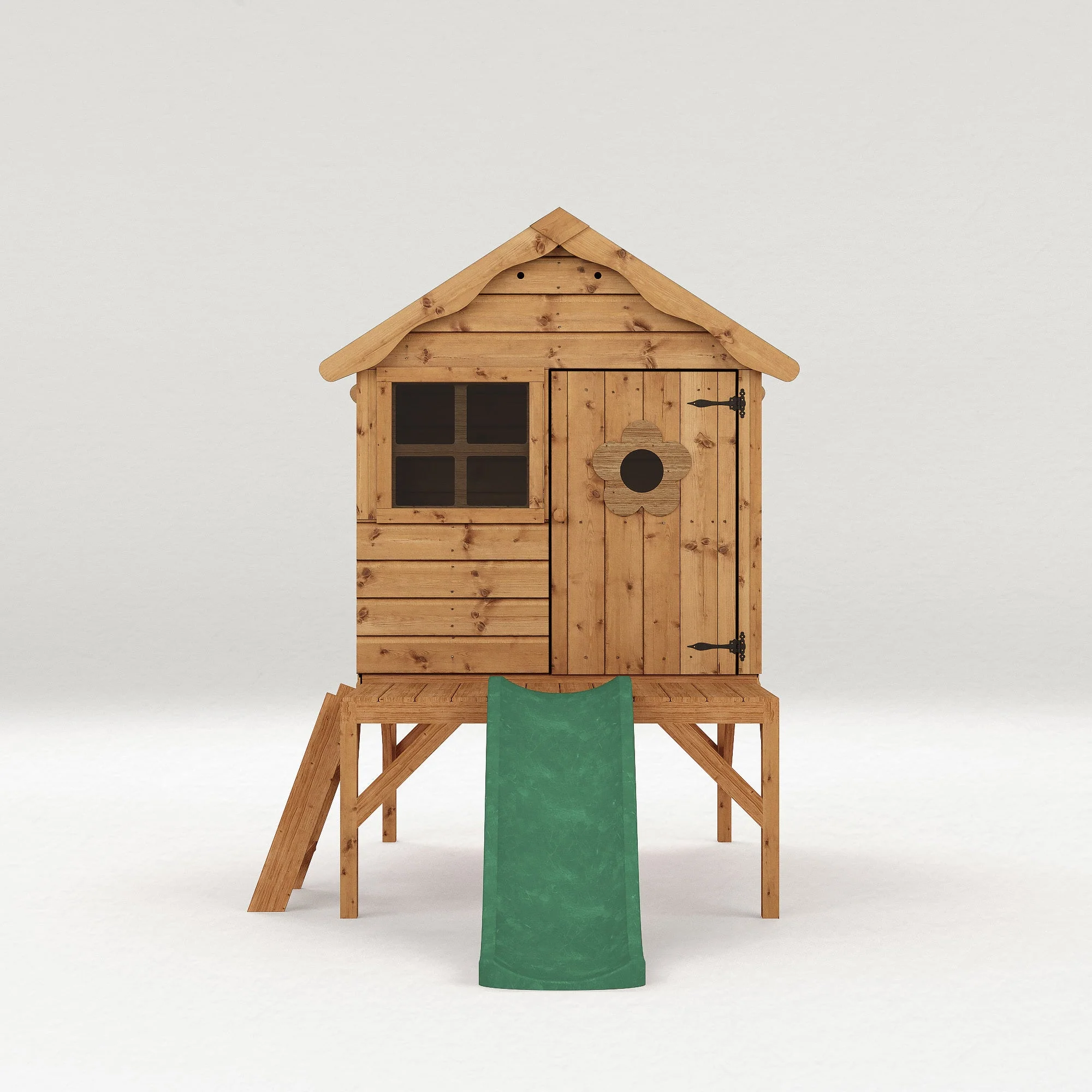 Snug Tower Wooden Playhouse with Slide - Image 3