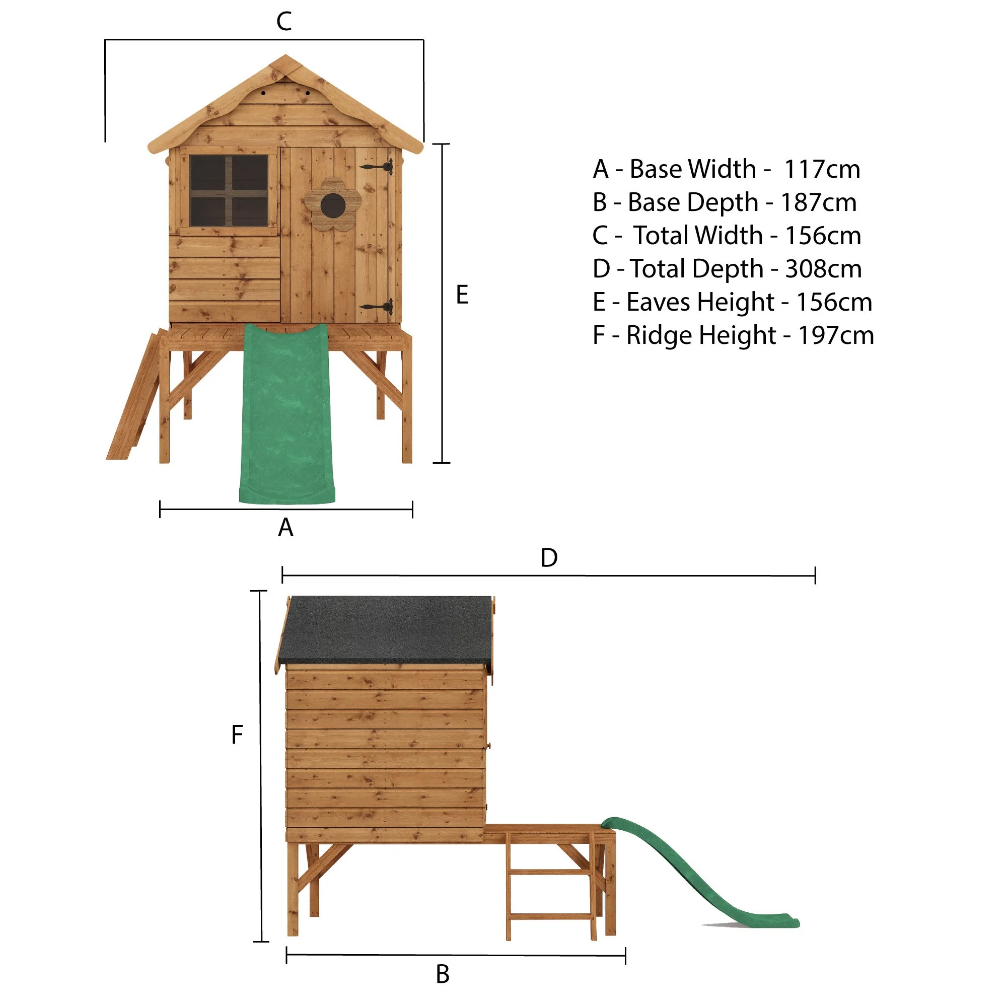 Snug Tower Wooden Playhouse with Slide - Image 5